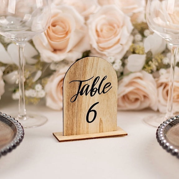 Balsa Circle 20 Natural 4.5 in Wooden Arch 1-20 Table Numbers Set Removable Base Party Events Decorations