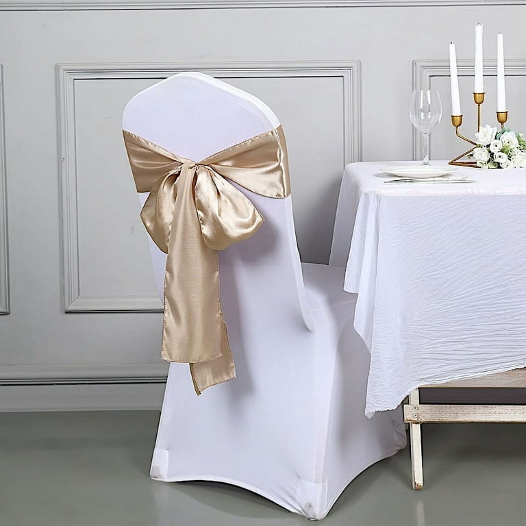 BalsaCircle 20 Nude Satin Chair Sashes Bows Ties Wedding Decorations Party  Chair Covers Banquet