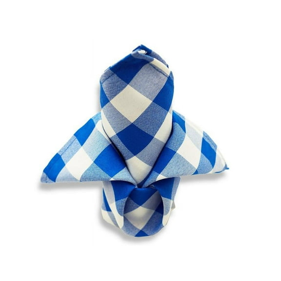 Balsa Circle 20 Pieces 15" x 15" Blue White Gingham Checkered Polyester Napkins