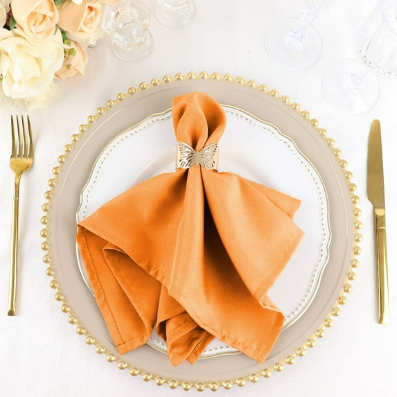 Balsa Circle 20 Pieces 17" Orange Polyester Luncheon Napkins Wedding