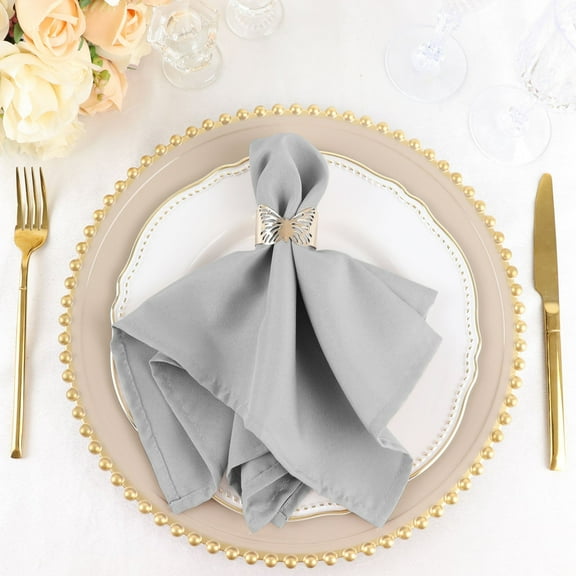 Balsa Circle 20 Pieces 17" Silver Polyester Luncheon Napkins Wedding