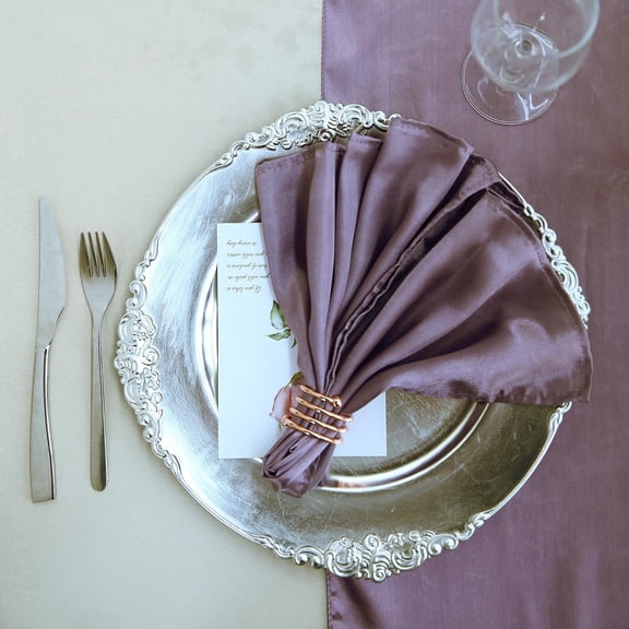 BalsaCircle 20 Pieces 20" Amethyst Satin Dinner Napkins Wedding Party