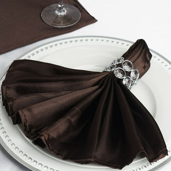 BalsaCircle 20 Pieces 20" Chocolate Brown Satin Dinner Napkins Wedding Party