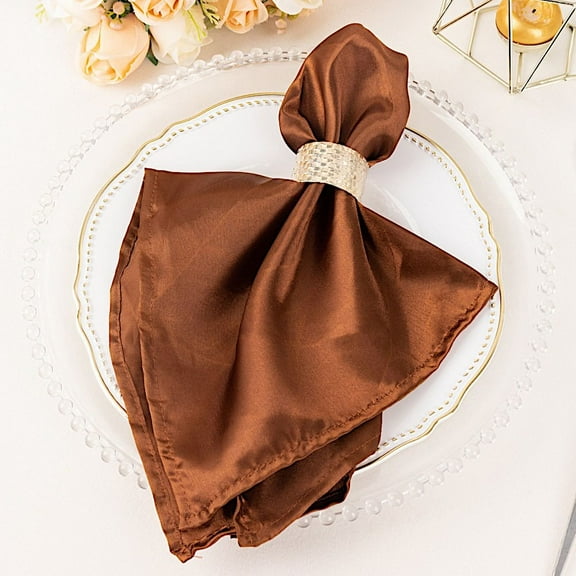 Balsa Circle 20 Pieces 20" Cinnamon Brown Satin Dinner Napkins Wedding Party