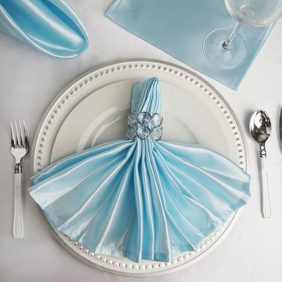 Balsa Circle 20 Pieces 20" Light Blue Satin Dinner Napkins Wedding Party