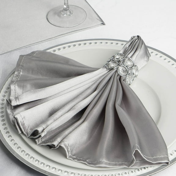 Balsa Circle 20 Pieces 20" Silver Satin Dinner Napkins Wedding Party