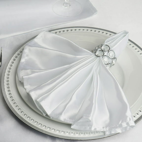 Balsa Circle 20 Pieces 20" White Satin Dinner Napkins Wedding Party
