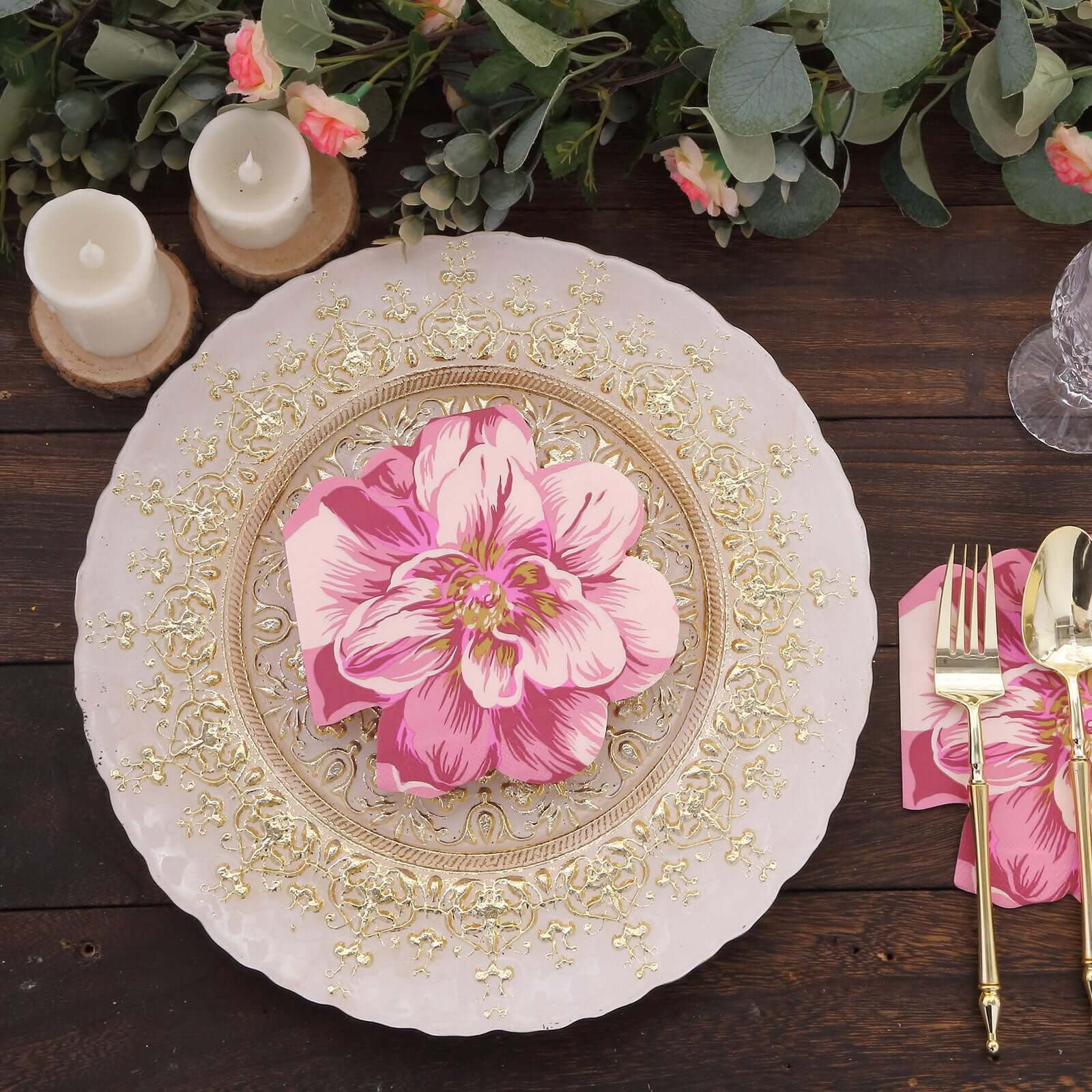 BalsaCircle 20 Pink Peony Flower Shaped Disposable Cocktail Paper Napkins Party Events Decorations Supplies