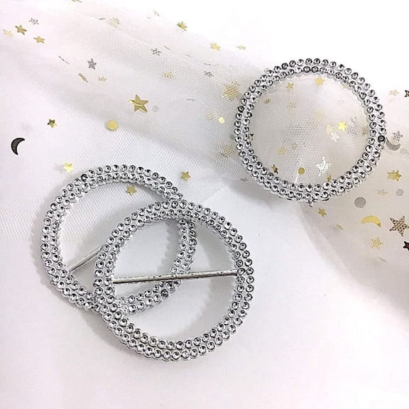 BalsaCircle 20 Silver 2" Round Chair Sash Buckles Acrylic Rhinestones Party Events Decorations Supplies