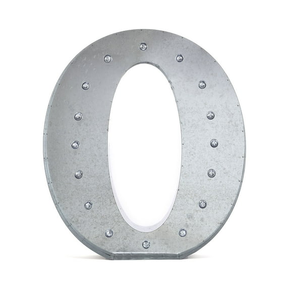 BalsaCircle 20" Silver 0 Marquee Number Warm White LED Lighted Sign Metal Finish Event Party