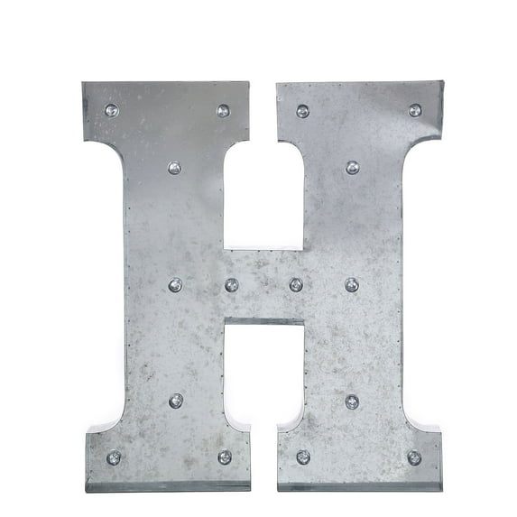 BalsaCircle 20" Silver H Marquee Letter Warm White LED Lighted Sign Metal Finish Event Party