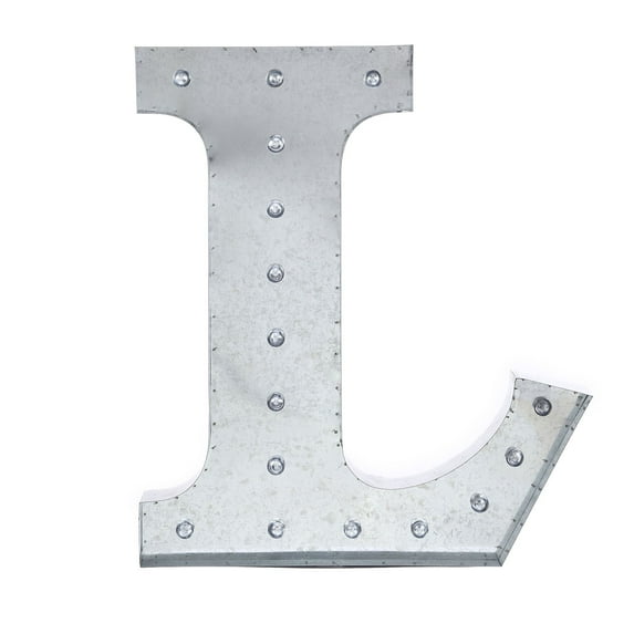 BalsaCircle 20" Silver L Marquee Letter Warm White LED Lighted Sign Metal Finish Event Party