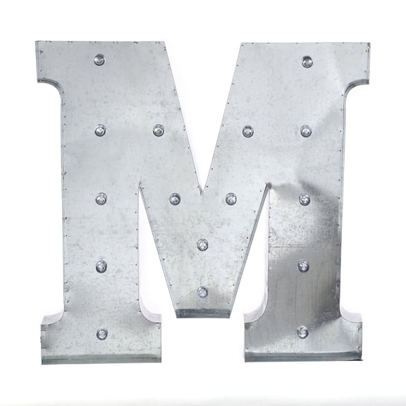 BalsaCircle 20" Silver M Marquee Letter Warm White LED Lighted Sign Metal Finish Event Party