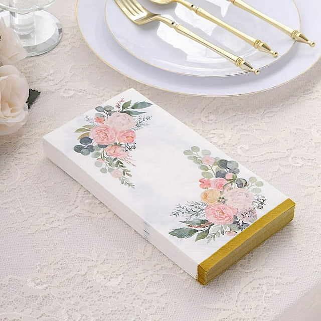 BalsaCircle 20 White 2 Ply Disposable Dinner Paper Napkins Peony Flower ...