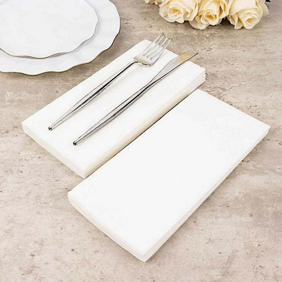 BalsaCircle 20 White Rectangular 17x12" Disposable Airlaid Paper Dinner Table Napkins Party Events Decorations