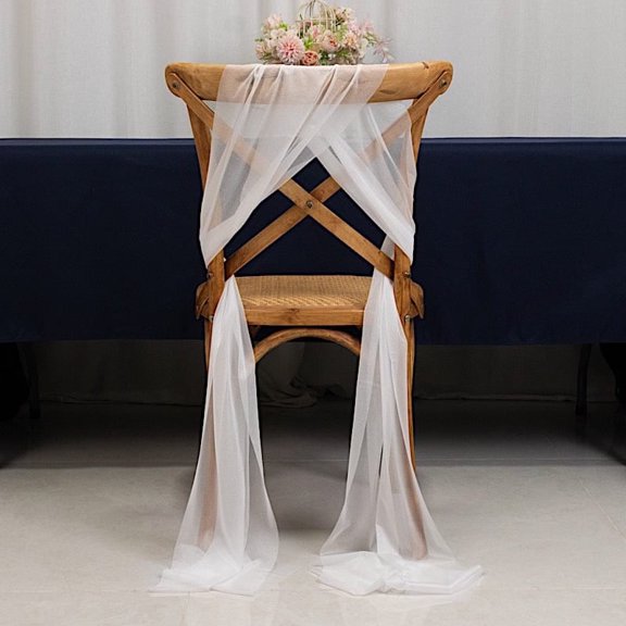 Balsa Circle 20 White Sheer Chair Sash Sashes Wedding Party Events Reception Home Decorations Supplies