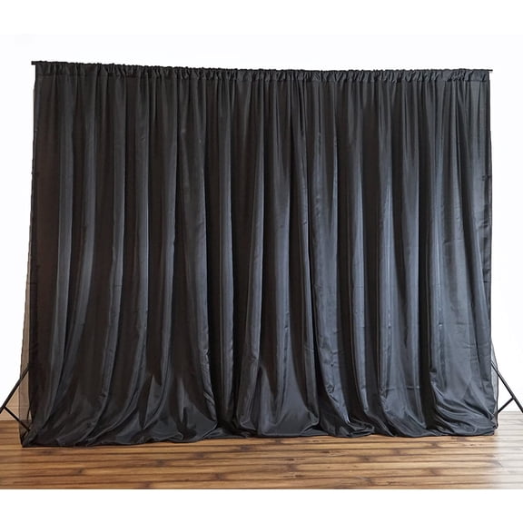 BalsaCircle 20 ft x 10 ft Black Chiffon Fabric Backdrop Drapes Curtain - Wedding Decorations Photo Booth Reception Photography Party Supplies