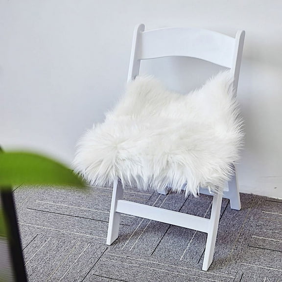 Balsa Circle 20" x 20" White Faux Fur Throw Sheepskin Rug Chair Cushion