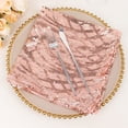 thumbnail image 1 of Balsa Circle 20x20 in Blush Wavy Embroidered Sequin Tulle Net Fabric Table Napkin Party Events Decorations Supplies, 1 of 8