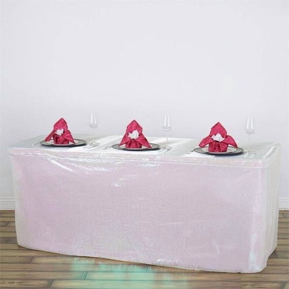 BalsaCircle 21 feet Sequin Banquet Table Skirt White
