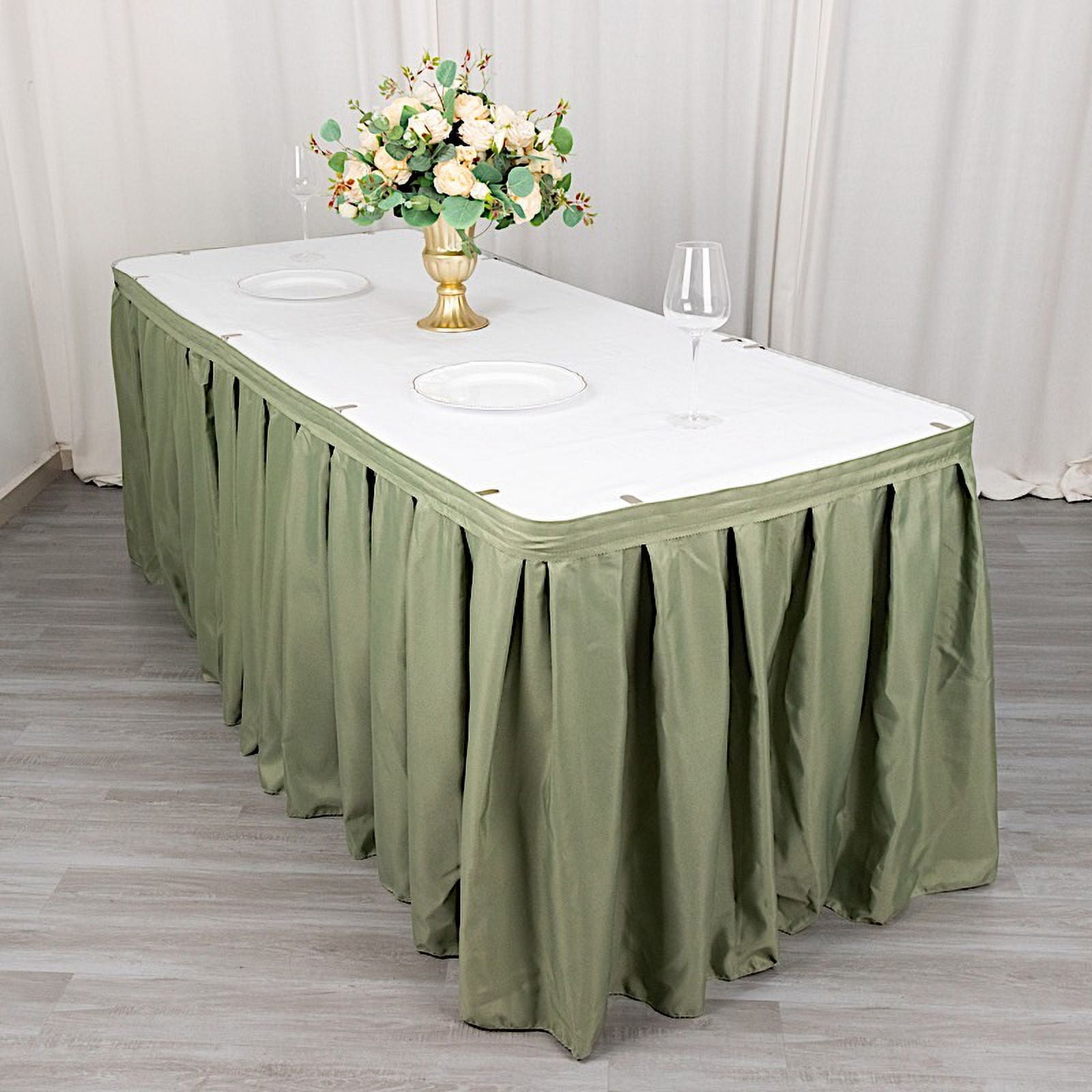 BalsaCircle 21 feet x 29" Polyester Banquet Table Skirt Eucalyptus Sage Green - Walmart.com