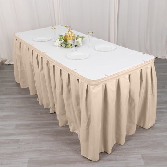 BalsaCircle 21 feet x 29" Polyester Banquet Table Skirt Nude