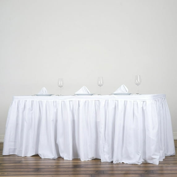 BalsaCircle 21 feet x 29" Polyester Banquet Table Skirt White