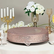 BalsaCircle 22" Rose Gold Round Embossed Cake Stand Riser Wedding Dessert Display Pedestal Riser Centerpieces