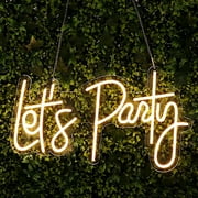 Balsa Circle 23 Warm White Lets Party Neon Sign LED Backdrop Wall Decorative Lights