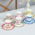 thumbnail image 1 of BalsaCircle 24 Assorted Disposable Paper Drinking Cups Saucers Floral Design Party Events Decorations Supplies, 1 of 8