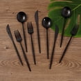 thumbnail image 1 of BalsaCircle 24 Black Disposable Premium Plastic Cutlery Spoon Fork Knife Set Wedding Party Decorations, 1 of 8