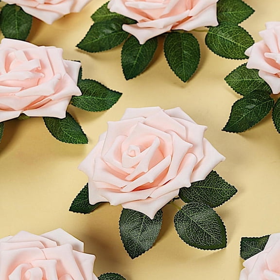 BalsaCircle 24 Blush 5" Foam Roses Artificial Flower Stems Wedding Party DIY Favors Centerpieces Decorations