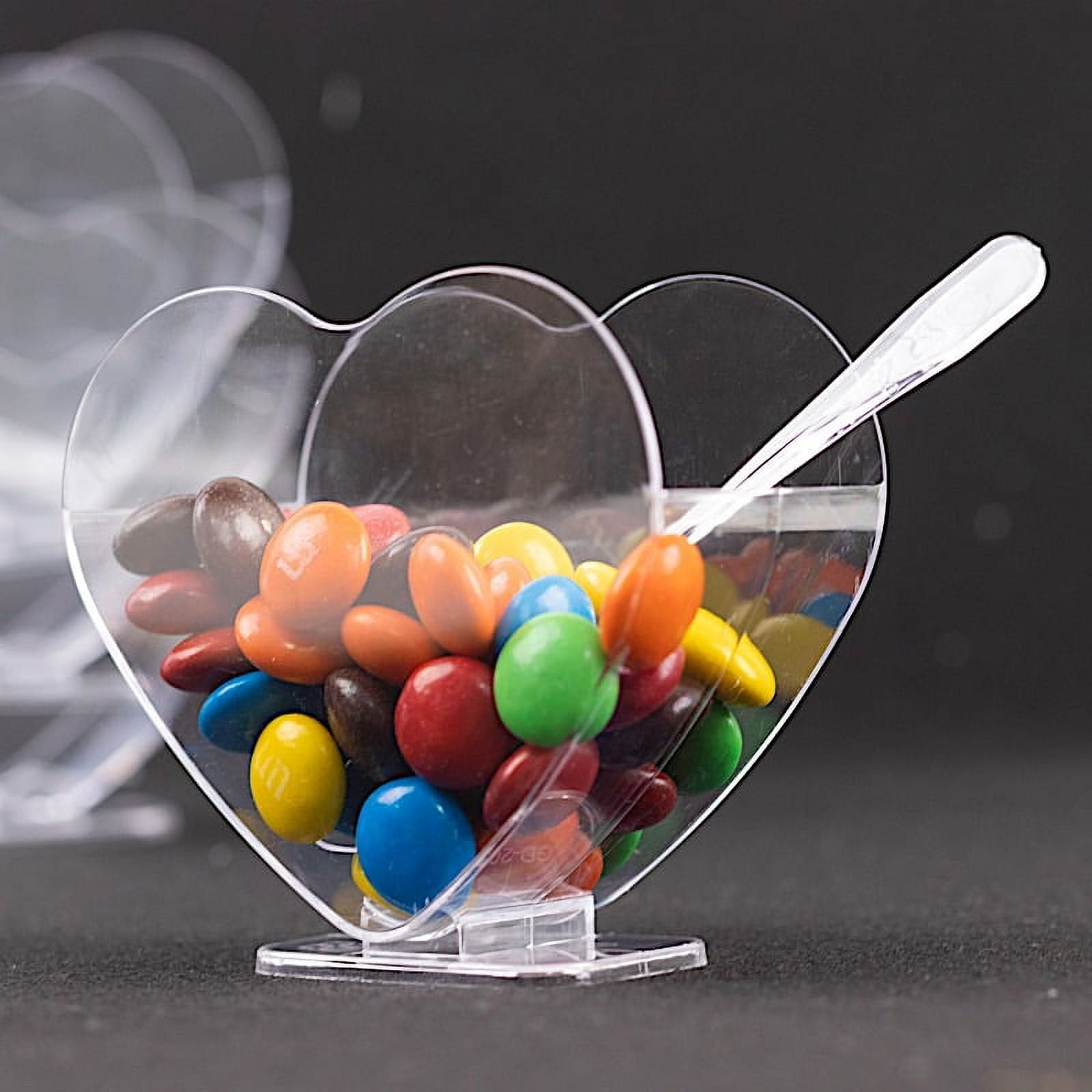 BalsaCircle 24 Clear 2 oz Heart Shaped Disposable Plastic Dessert