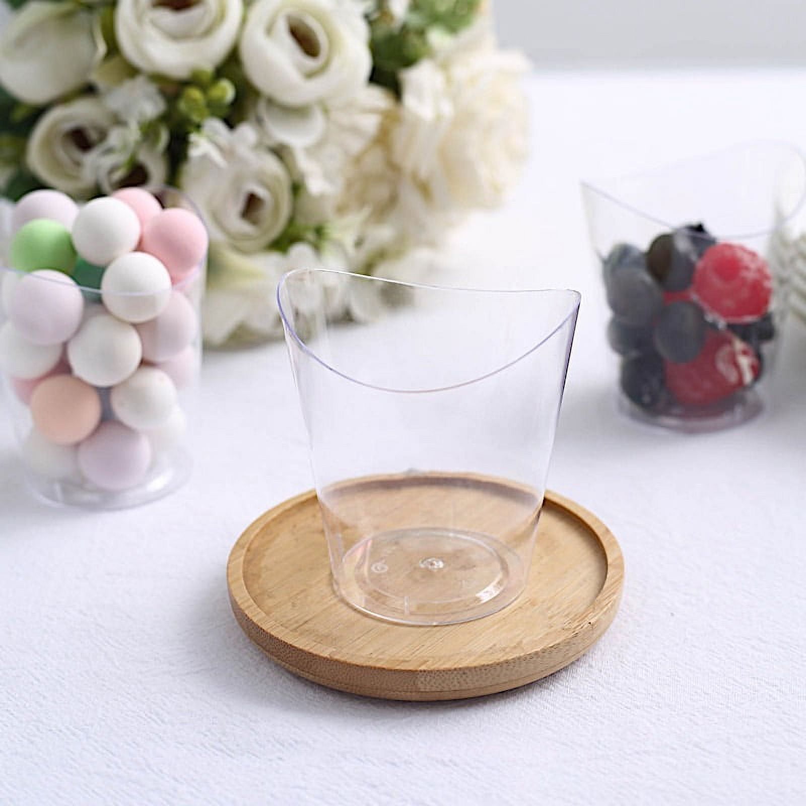 BalsaCircle 24 Small Translucent 4 oz Disposable Mini Wavy Rim Plastic Dessert Cups for Party ...