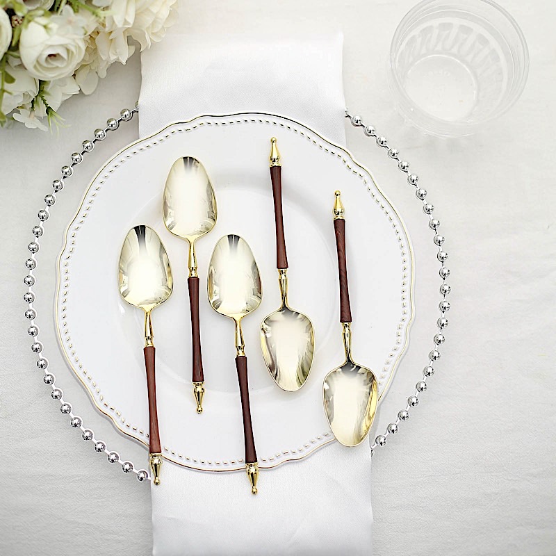 Tableware Solution Spoon BalsaCircle Brown 24 Disposable 6 in Dessert Plastic Spoons Roman ...