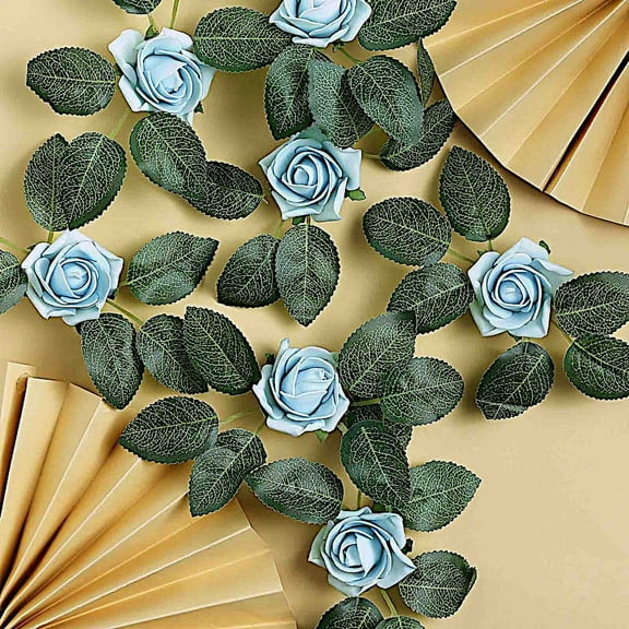 BalsaCircle 24 Dusty Blue 2" Mini Foam Roses Artificial Flower Stems
