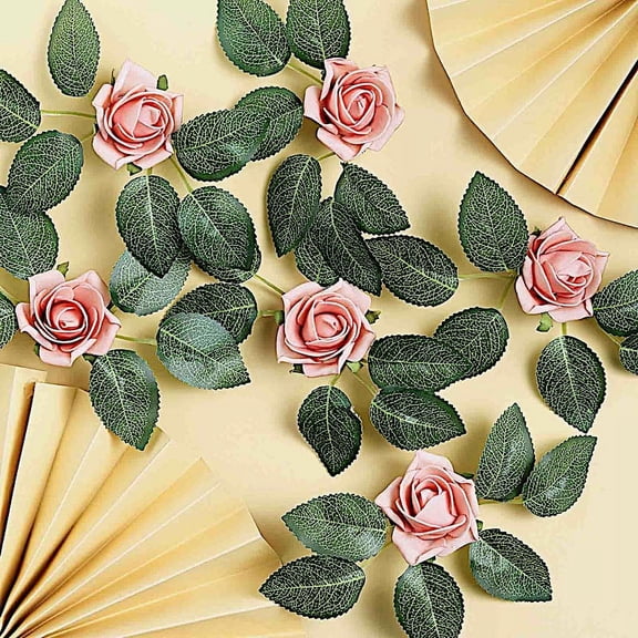 BalsaCircle 24 Dusty Rose 2" Mini Foam Roses Artificial Flower Stems