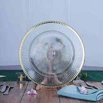 BalsaCircle 24 Gold 13" Acrylic Wooden Textured Round Plastic Charger Plates Starburst Trim