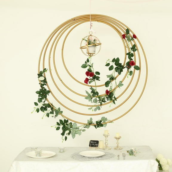 BalsaCircle 24" Gold Metal Round Hoop Hanging Wreath Ring Wedding Party Decorations