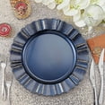 thumbnail image 1 of BalsaCircle 24 Navy Blue Gold 13" Acrylic Wooden Textured Round Scalloped Trim Plastic Charger Plates, 1 of 8