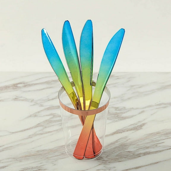 Balsa Circle 24 Pieces 8" Assorted Ombre Plastic Party Knives Disposable Event Tableware