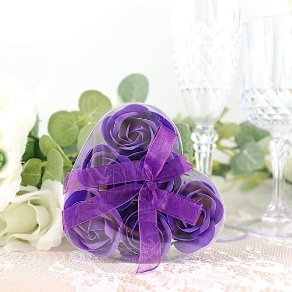 BalsaCircle 24 Purple Scented Rose Soap Party Favors Gift Boxes Ribbons Wedding Events Home Supplies
