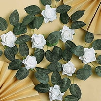 BalsaCircle 24 White 2" Mini Foam Roses Artificial Flower Stems
