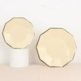 thumbnail image 1 of BalsaCircle 25 Beige 7" Disposable Paper Salad Plates Gold Trim Tableware Decorations, 1 of 7