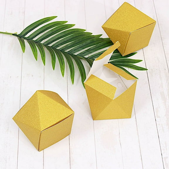 BalsaCircle 25 Gold Glittered 4" Geometric Party Favor Gift Boxes Wedding Party Decorations