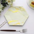 thumbnail image 1 of BalsaCircle 25 Ivory 8.5" Hexagon Gold Marble Design Disposable Paper Salad Plates Wedding Tableware, 1 of 7