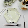 thumbnail image 1 of BalsaCircle 25 Ivory 8.5" Hexagon Silver Marble Design Disposable Paper Salad Plates Wedding Tableware, 1 of 7