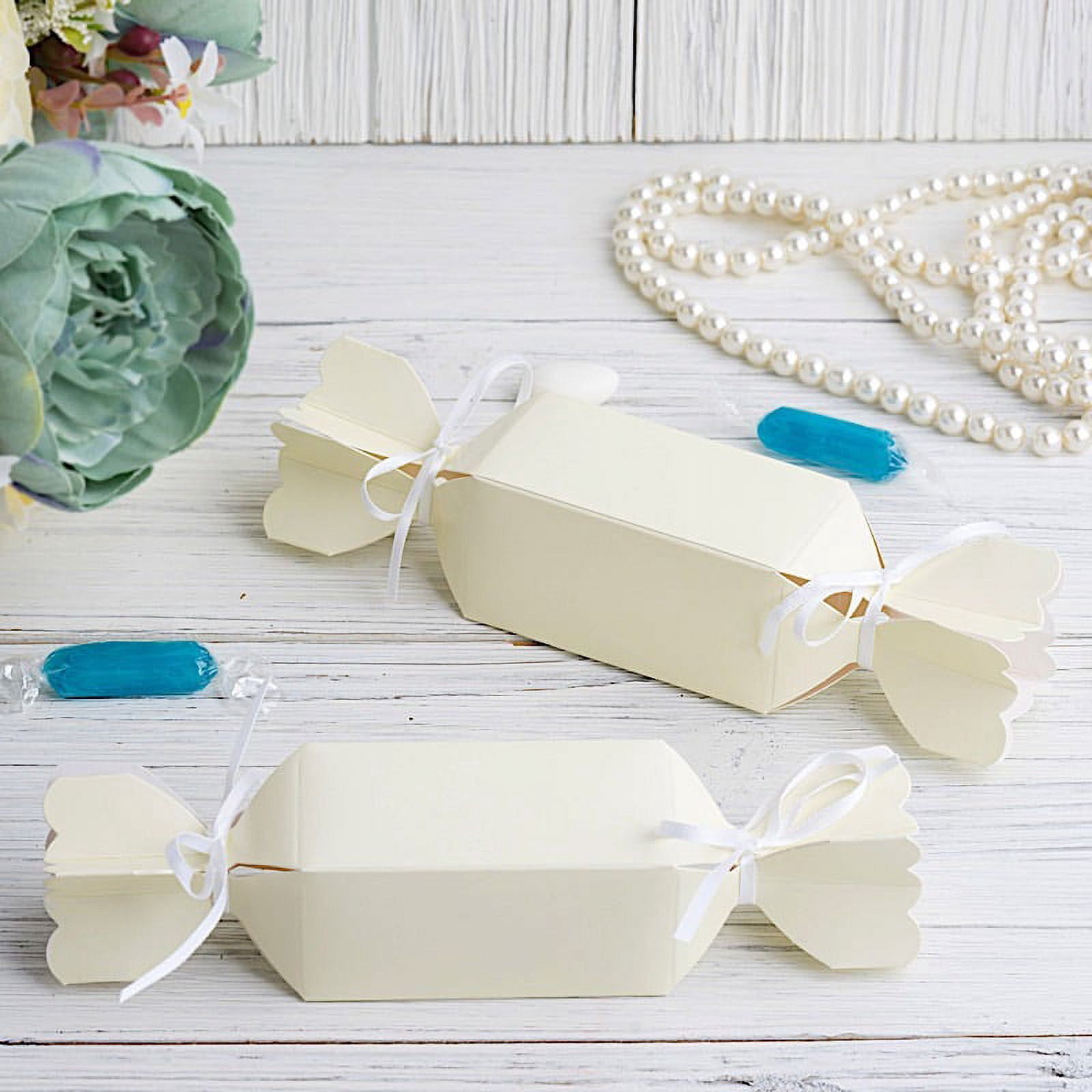 BalsaCircle 25 Ivory Candy Favor Boxes Satin Ribbons - Walmart.com