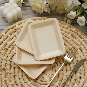 Balsa Circle 25 Natural 5" Bamboo Rectangular Mini Plates Biodegradable Parties Decorations