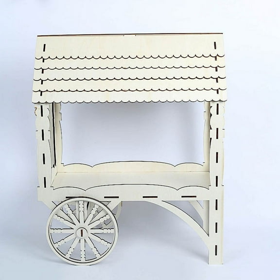BalsaCircle 25" Natural Laser Cut Mini Candy Cart Wooden Cupcake Dessert Stand Party Events Decorations